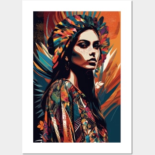 a gorgeous female Latin American fashion model superim Posters and Art